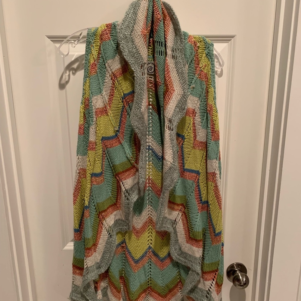 Colorful crocheted Anthropologie vest